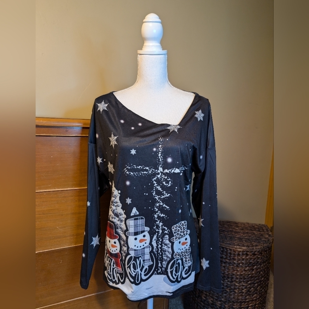 Christmas Dressy Long Sleeve Snowman Shirt  Size XL - Picture 2 of 11